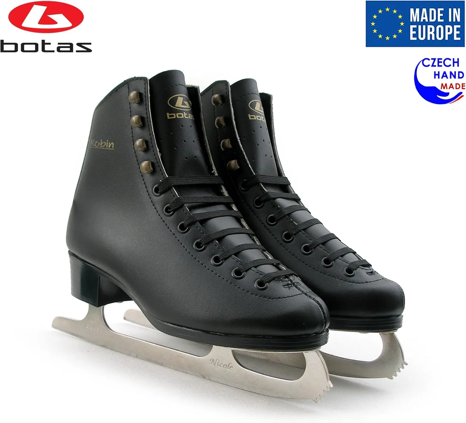 Botas Figure Ice Skates for Men, Boys/Made in Europe (Czech Republic) Bundle with Skate Guards JUST LAUNCHED 2022