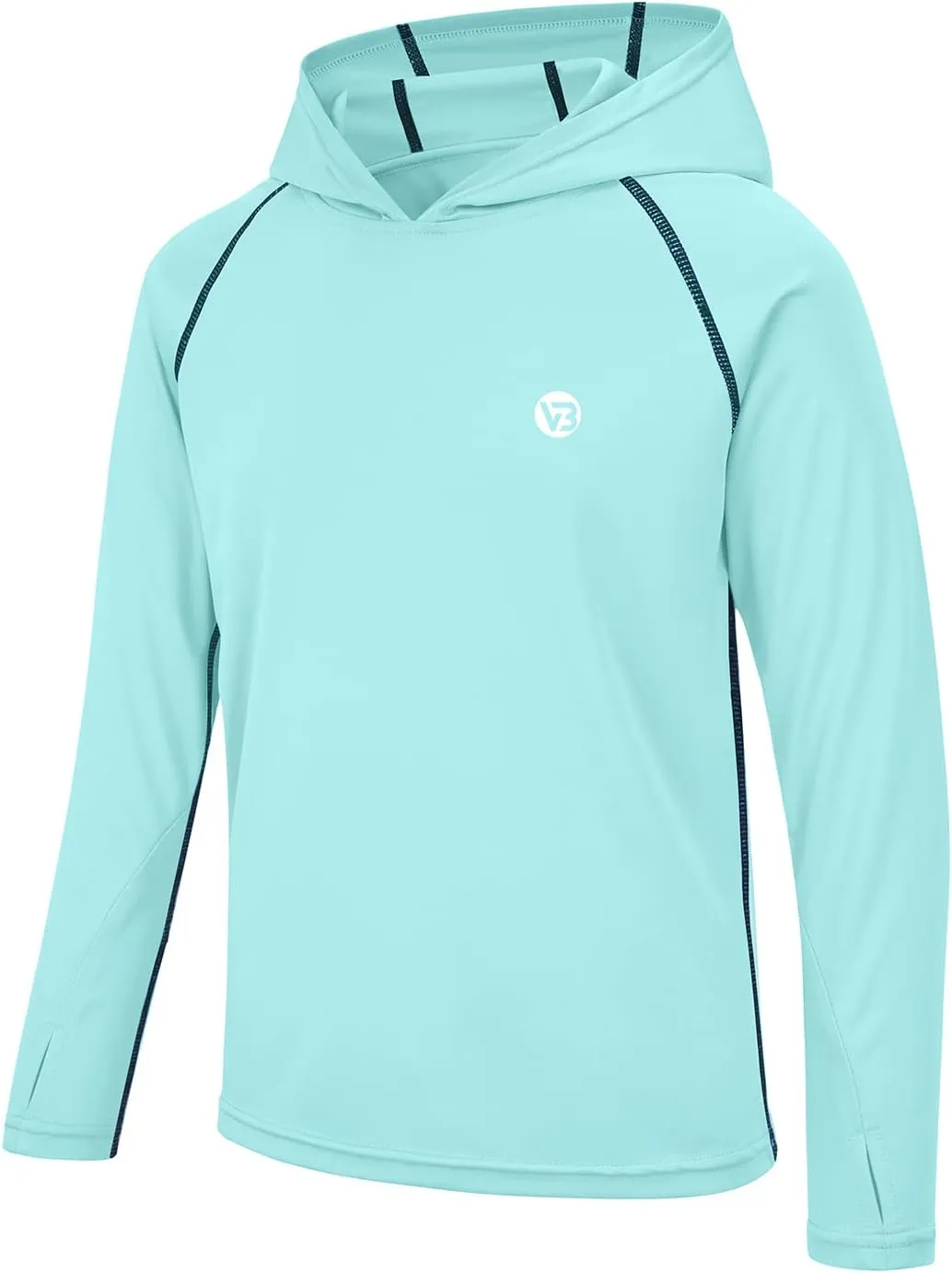 Boys Girls Hooded Sun Shirts UPF50  Long Sleeve Hoodies Quick Dry Rash Guard Swim Shirts Fishing Hiking Thumb Holes