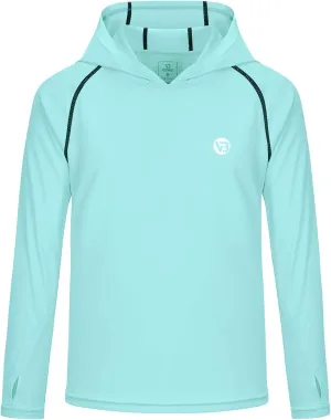 Boys Girls Hooded Sun Shirts UPF50  Long Sleeve Hoodies Quick Dry Rash Guard Swim Shirts Fishing Hiking Thumb Holes