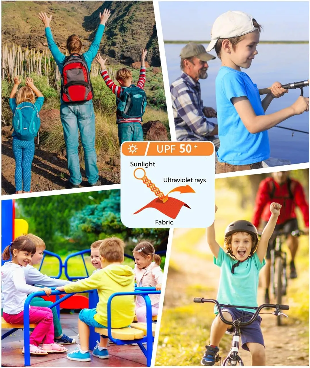 Boys Girls Hooded Sun Shirts UPF50  Long Sleeve Hoodies Quick Dry Rash Guard Swim Shirts Fishing Hiking Thumb Holes