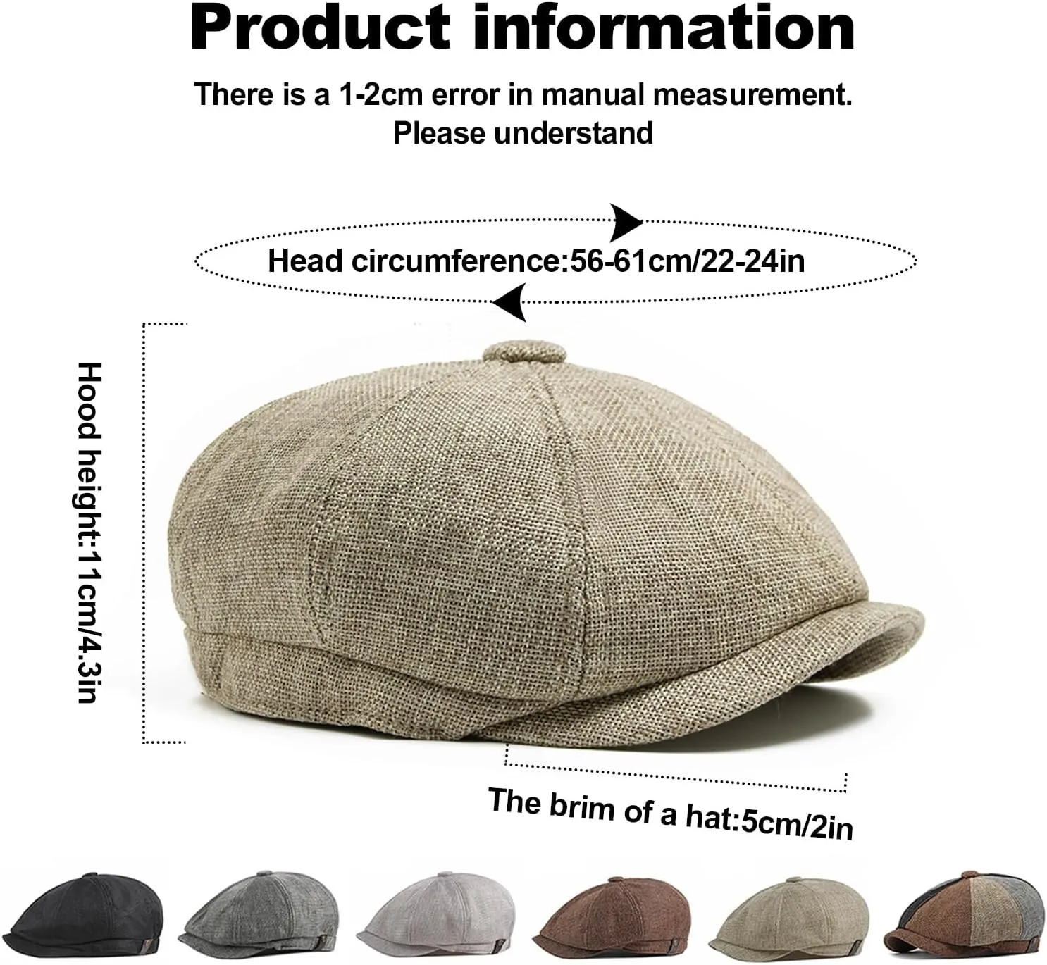 BQCWOCF Newsboy Cap for Men 8 Panel Vintage Cabbie News Flat Gatsby Mens Hats Adjustable Linen Mens Hats