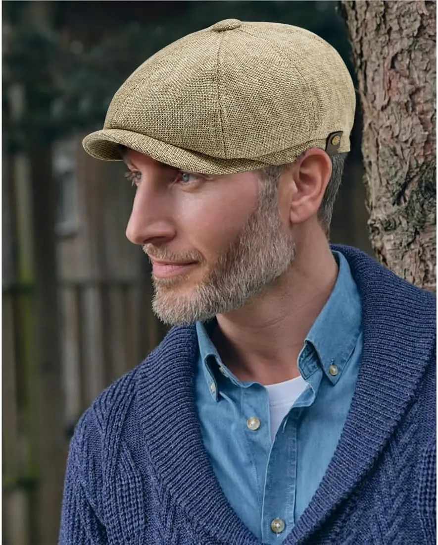 BQCWOCF Newsboy Cap for Men 8 Panel Vintage Cabbie News Flat Gatsby Mens Hats Adjustable Linen Mens Hats