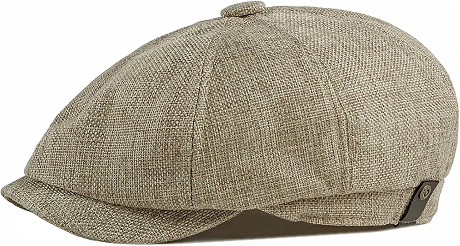 BQCWOCF Newsboy Cap for Men 8 Panel Vintage Cabbie News Flat Gatsby Mens Hats Adjustable Linen Mens Hats