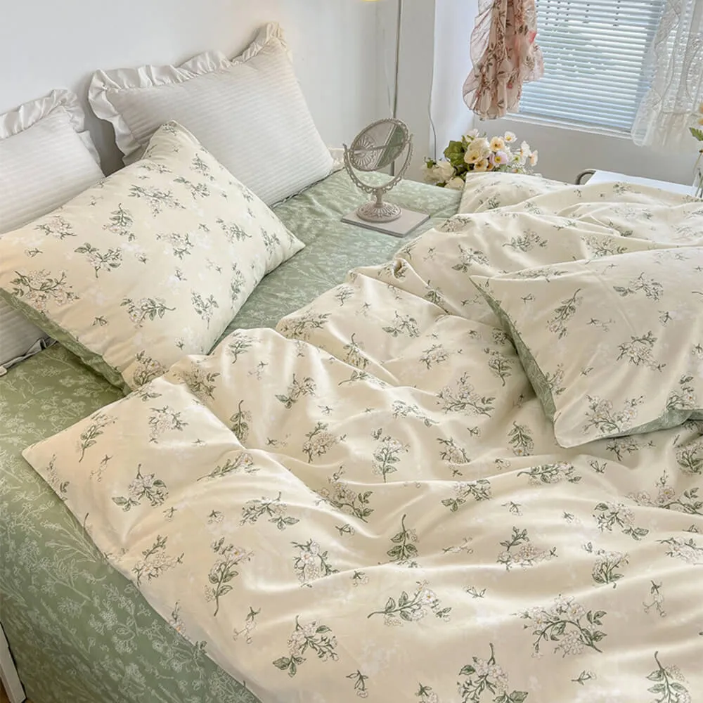 Breathable Cotton Floral Pattern Bed Sheet Set