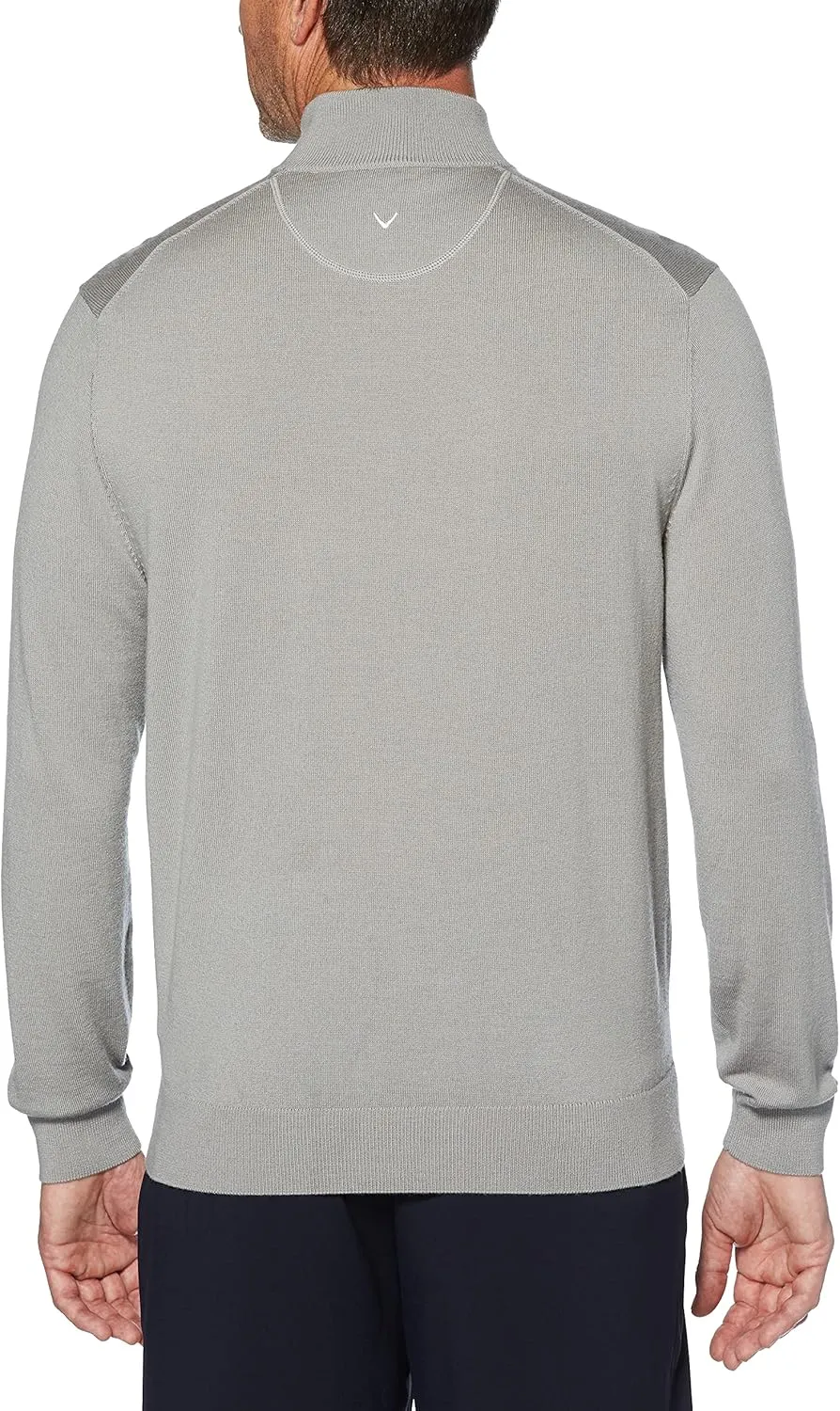 Callaway Weather Series Men's 1/4 Zip Golf Sweater with Mock Collar, Thermal Merino Wool, Breathable Soft Fabric