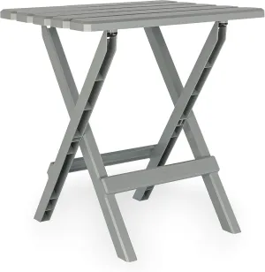 Camco 51692 Gray Large Adirondack Portable Outdoor Folding Side Table, Perfect for The Beach, Camping, Picnics, Cookouts and More, Weatherproof and Rust Resistant