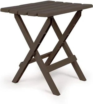 Camco 51886 Mocha Large Adirondack Portable Outdoor Folding Side Table, Perfect for The Beach, Camping, Picnics, Cookouts & More, Weatherproof & Rust Resistant