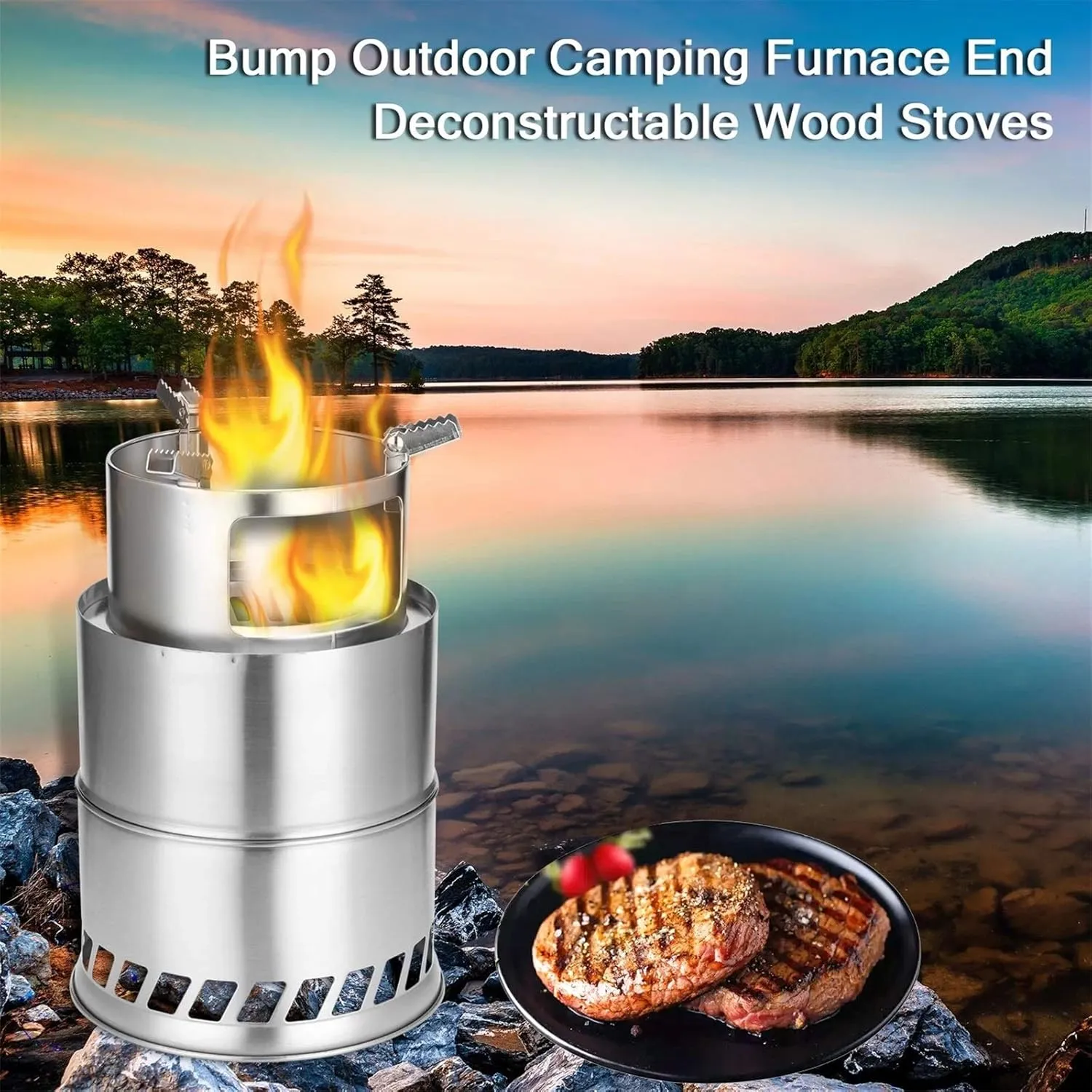 Camping Wood Stove Portable Wood Burning Backpacking Stove Folding Camping Wood Stove for Camping Hiking BBQ