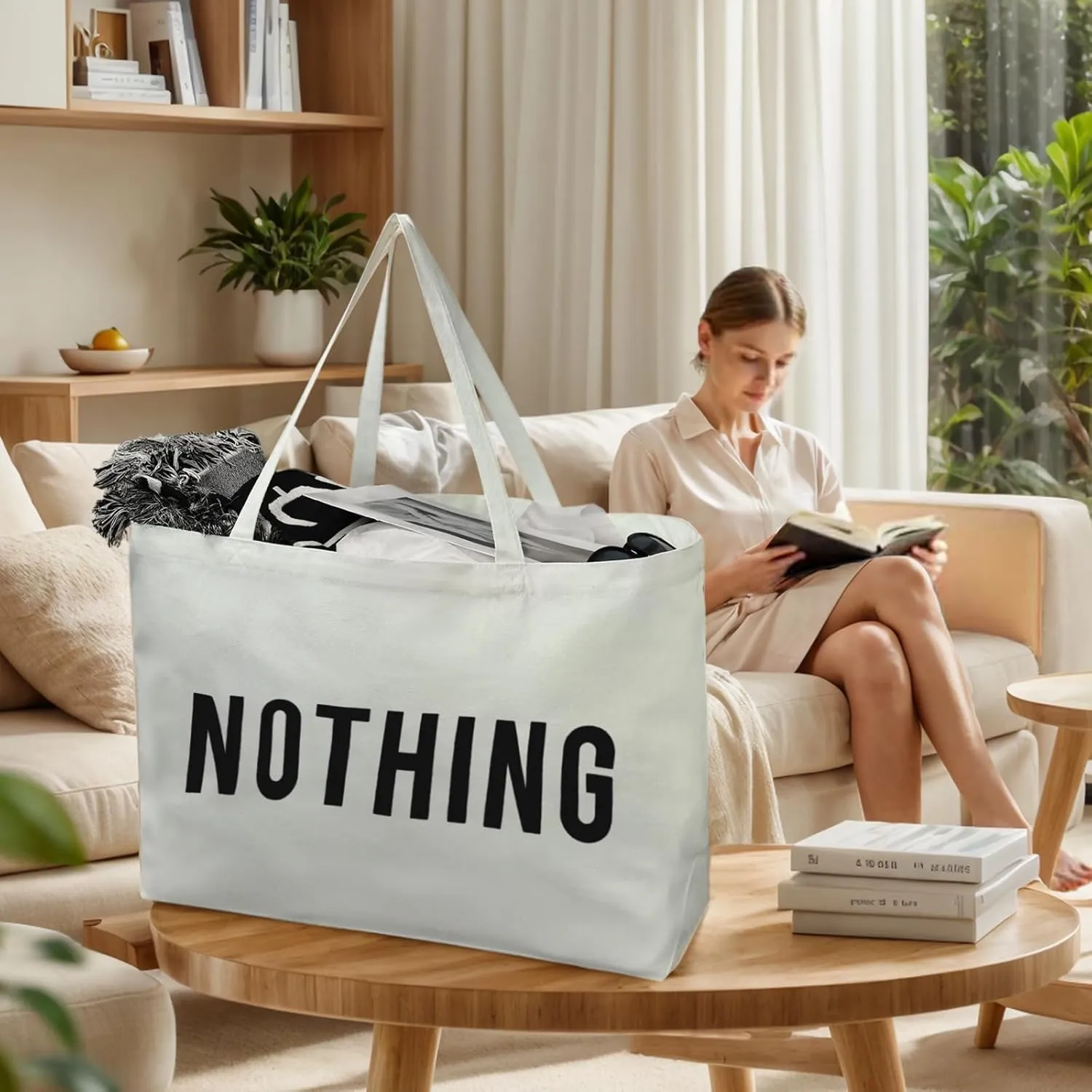 Canvas Tote Bag for Women - Reusable Grocery Bags Extra Large Shopping Bags Heavy Duty Canvas Bags with Handles