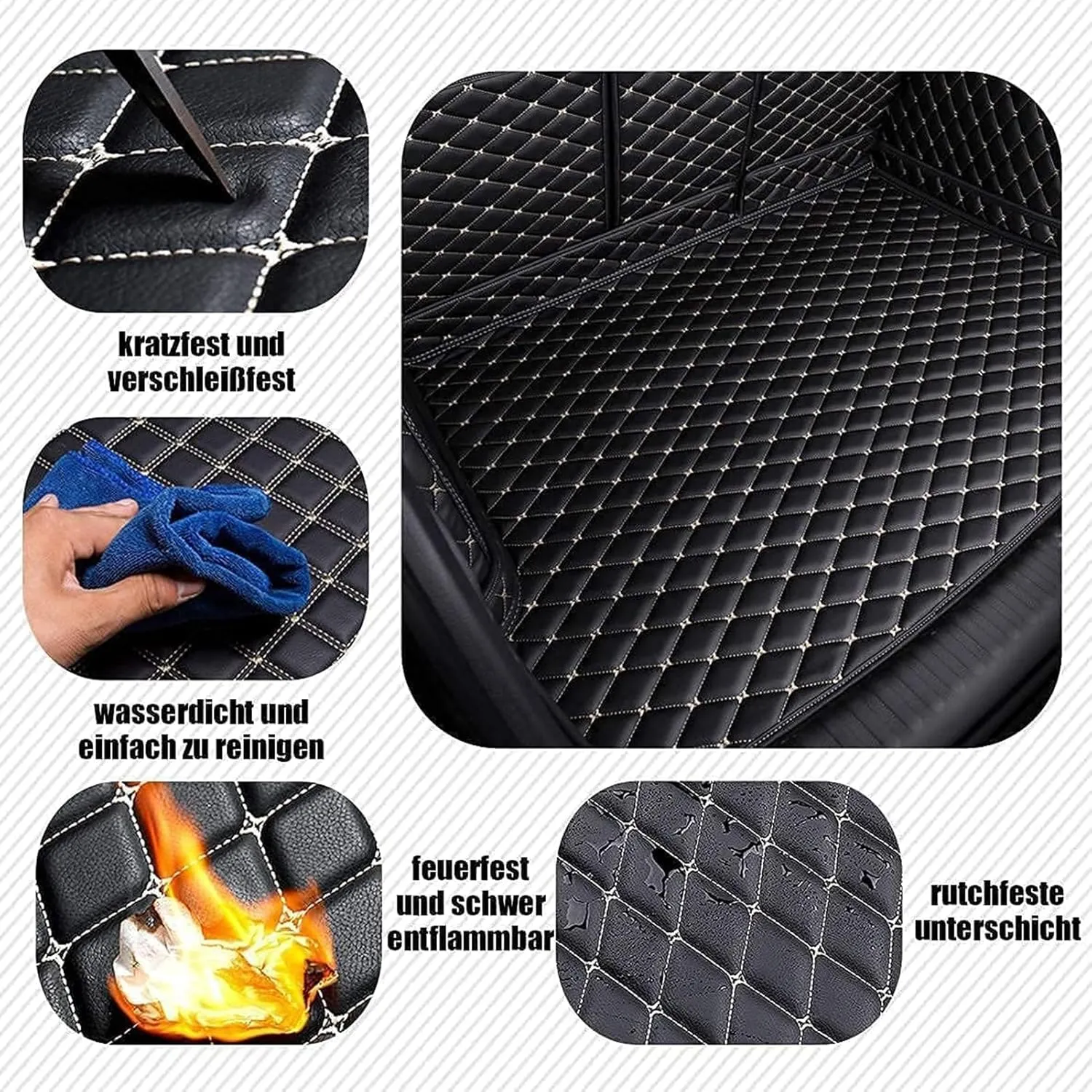 Car Boot Liner Mat for Mitsubishi Outlander（7seats） 2016-2018 Full Coverage Leather Car Boot Protector Waterproof Boot Liner Interior Accessories,D