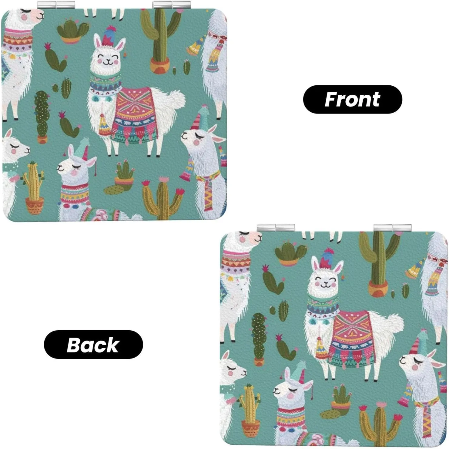 Cartoon Llama Travel Makeup Mirror Pocket Mirror Portable for Handbag Purse