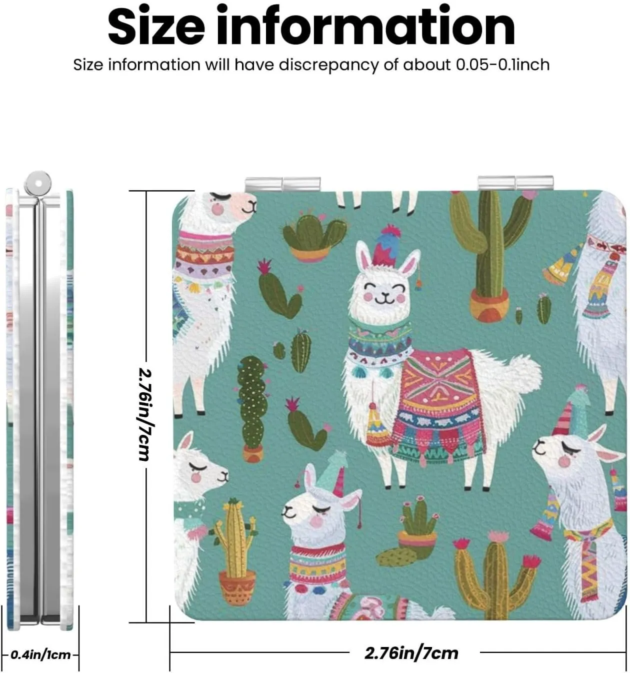 Cartoon Llama Travel Makeup Mirror Pocket Mirror Portable for Handbag Purse
