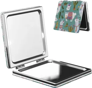 Cartoon Llama Travel Makeup Mirror Pocket Mirror Portable for Handbag Purse
