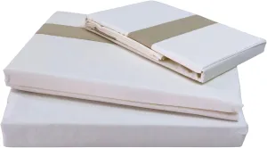 Chezmoi Collection Portofino 4-Piece 400 Thread Count Tencel Cotton Sheet Set - Applique Bordered - Silky Soft, Smooth, Breathable Cooling - King, Tan