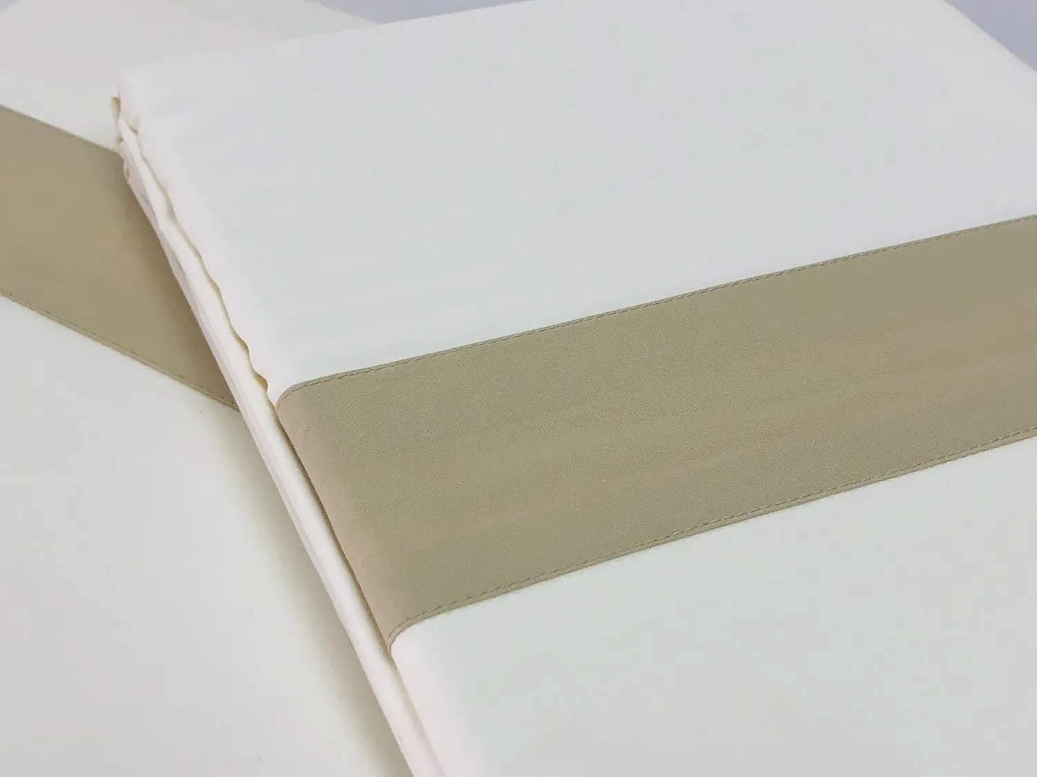 Chezmoi Collection Portofino 4-Piece 400 Thread Count Tencel Cotton Sheet Set - Applique Bordered - Silky Soft, Smooth, Breathable Cooling - King, Tan