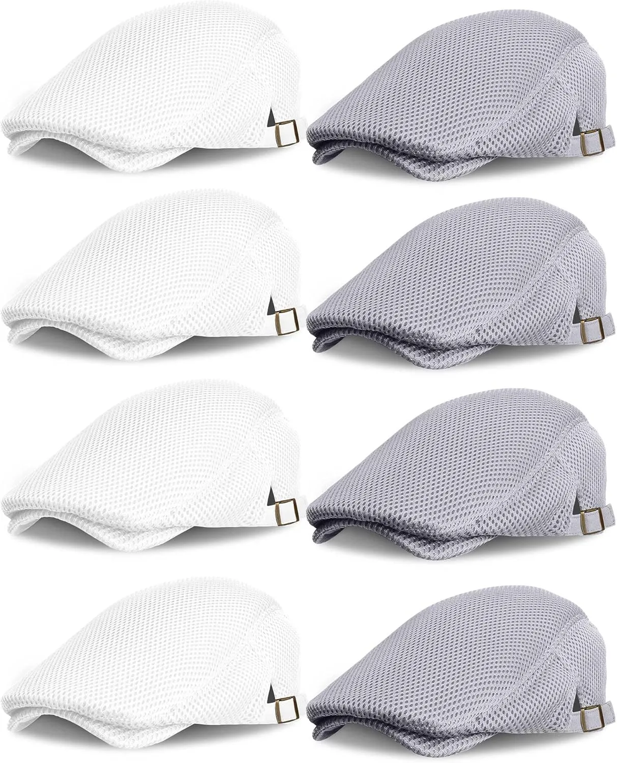 Chuarry 8 Pack Men's Mesh Flat Cap Breathable Summer Newsboy Hat Cabbie Driving Hats for Men