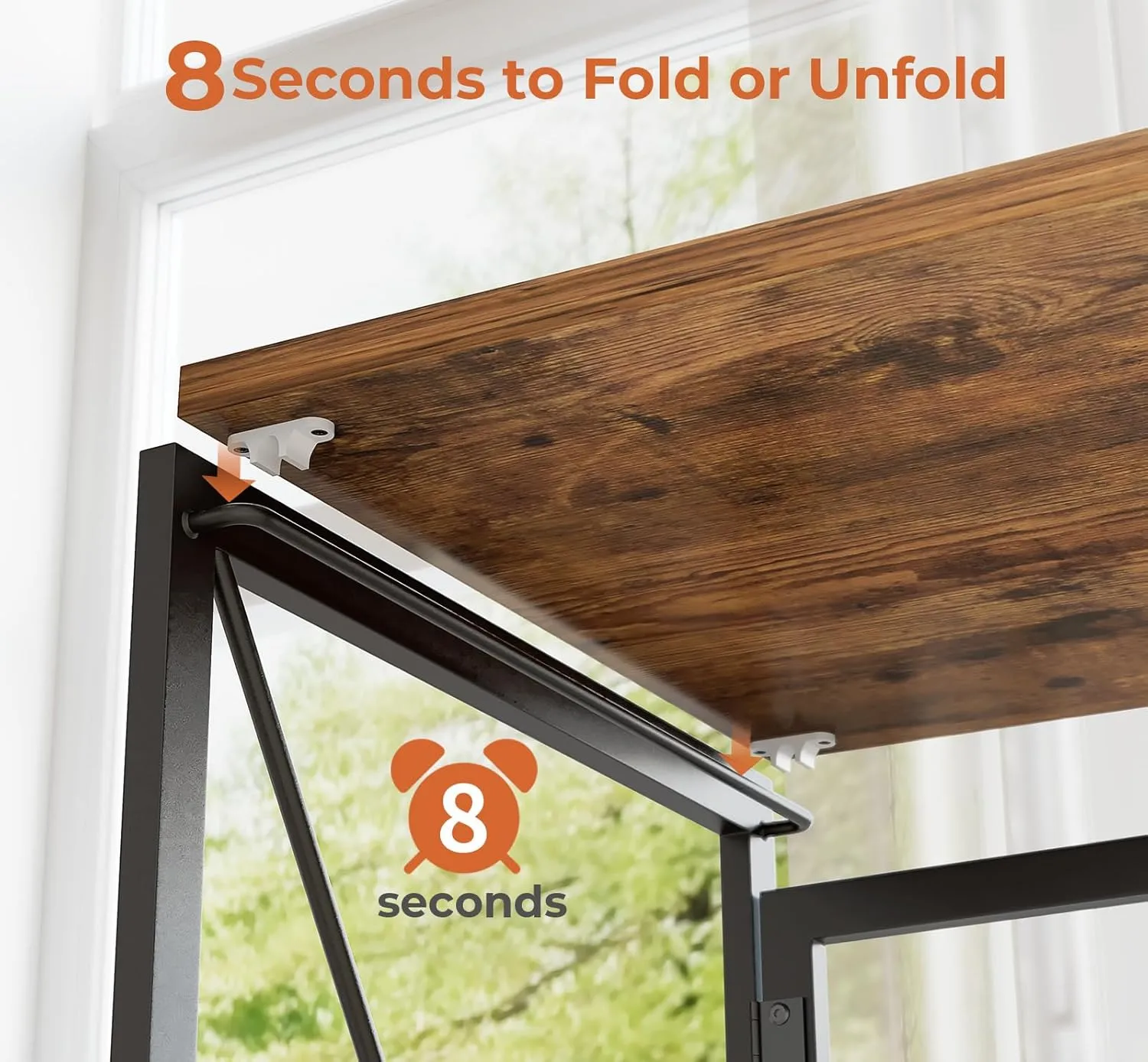 Coavas Small Folding Desk, No Assembly Required Computer Desks, 39.4 inch Spaces Saving Foldable Table for Bedroom, Home Office, Dorm, Apartment, Slippy Vintage Brown