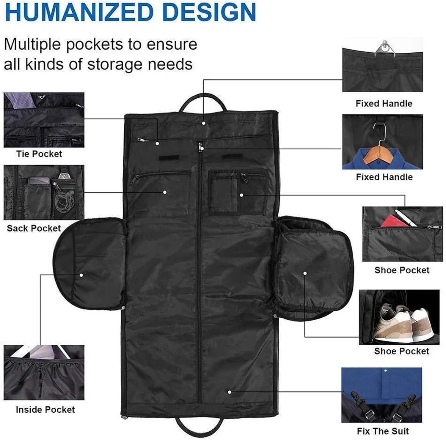 Convertible Travel Garment Bag,2-in-1 Hanging Suitcase Garment Duffle Bags for Travel,Large Capacity Business Travel Bag for Men Women (Black)
