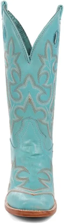 CORRAL LADIE'S BLUE EMBROIDERY & CUT OUT SQ. TOE, LEATHER SOLE, COWHIDE LEATHER, WESTERN BOOT, A4472