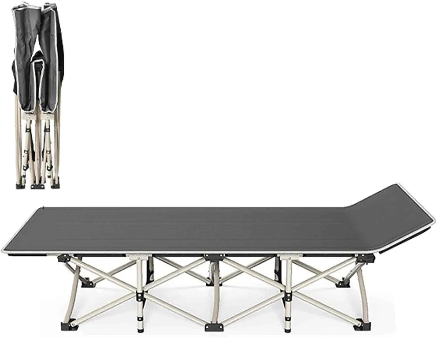 Cot for Camping, Queen Folding Bed/Accompanying/Office Nap/Camp Bed, Steel Pipe, 600D Oxford Cloth, Ergonomics, Non-Slip Foot Pad, Portable Storage(68x190)