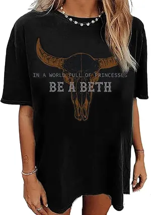 Cow Skull Shirt Women Oversize Wild West Shirt Cowgirl Oversize Shirt Bull Skull Shirt Country Music Shirt