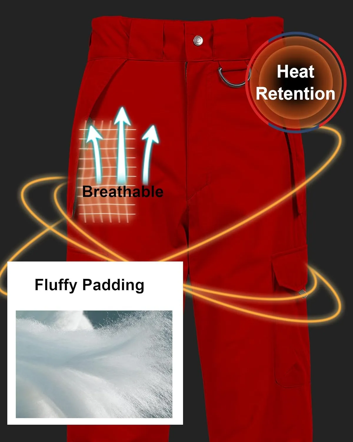 CREATMO US Men's Snow Pants Ski Bibs Waterproof Insulated Winter Snowboard Cargo