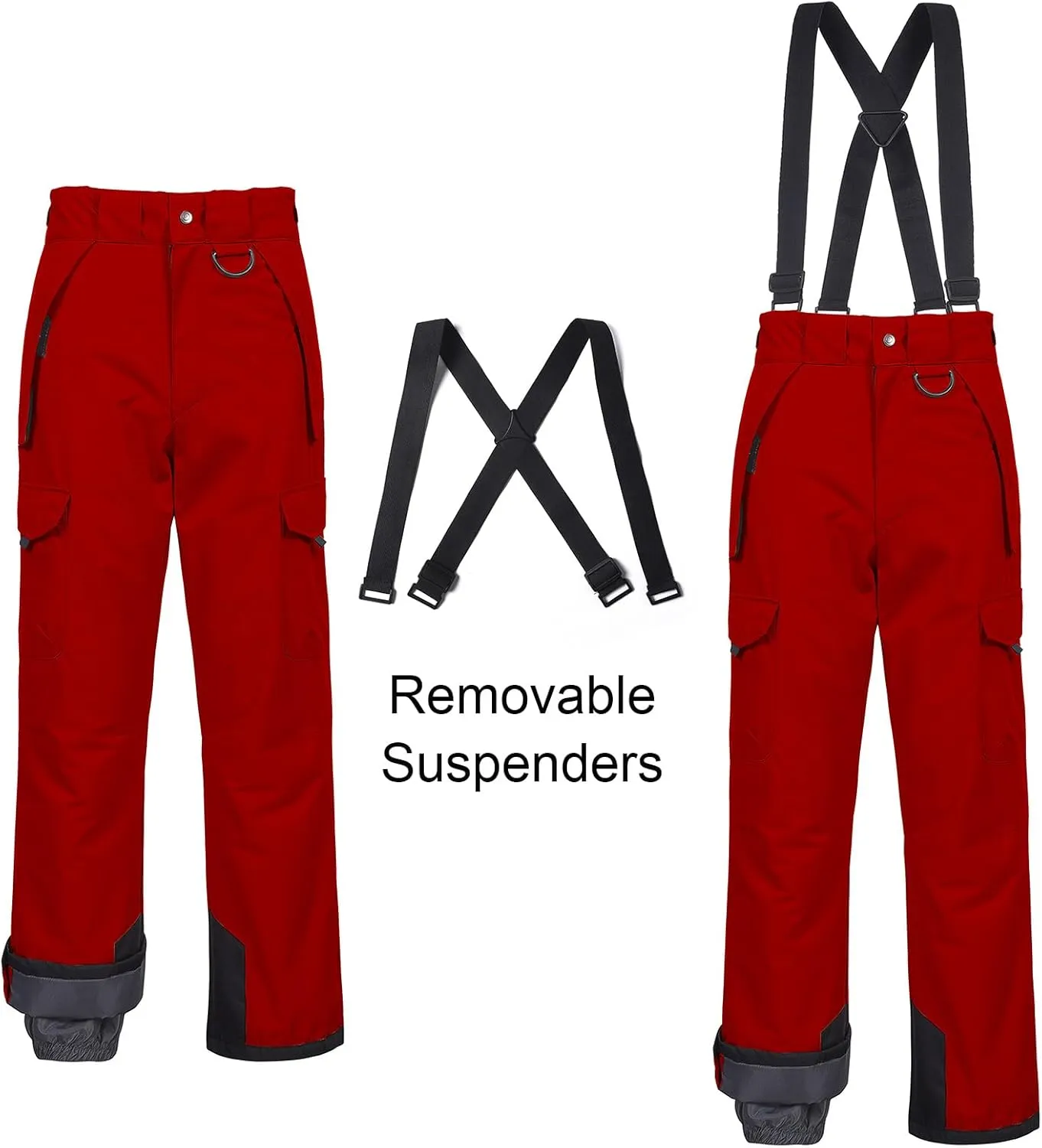 CREATMO US Men's Snow Pants Ski Bibs Waterproof Insulated Winter Snowboard Cargo
