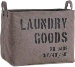 Danya B. LY117 Decorative Canvas Laundry Basket with Handles - Portable Collapsible Foldable Clothes Hamper - Khaki Green