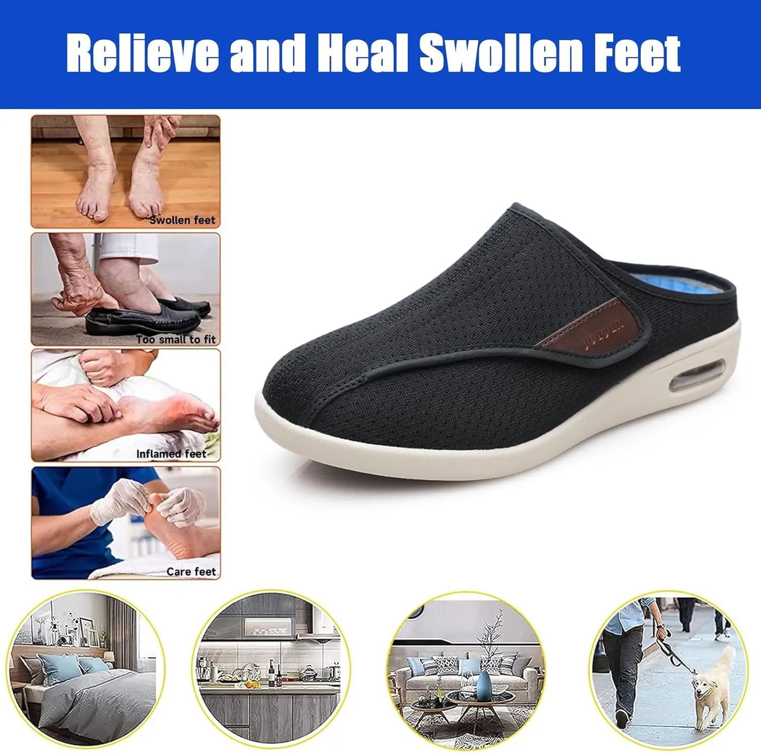 Diabetic Shoes Women Extra Wide Arthritis Orthopedic Edema Swollen Slippers Adjustable Walking l for Elderly Arthritis Valgus Sneaker Shoes