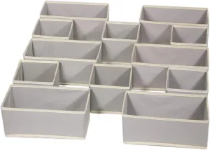 DIOMMELL Foldable Cloth Storage Box Closet Dresser Drawer Organizer Fabric Baskets Bins Containers Divider for Clothes Underwear Bras Socks Lingerie Clothing, Set of 12 Grey 066