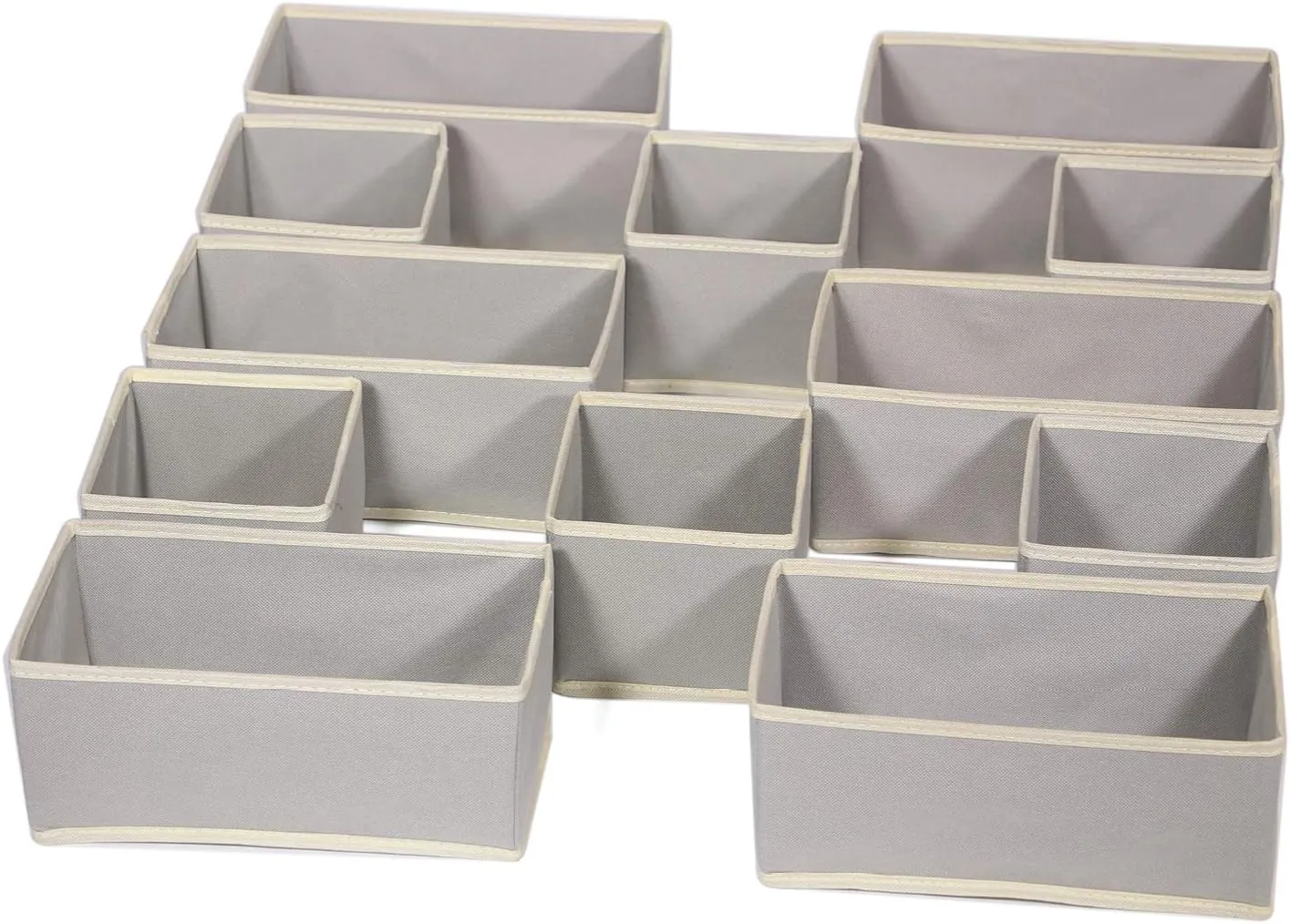 DIOMMELL Foldable Cloth Storage Box Closet Dresser Drawer Organizer Fabric Baskets Bins Containers Divider for Clothes Underwear Bras Socks Lingerie Clothing, Set of 12 Grey 066