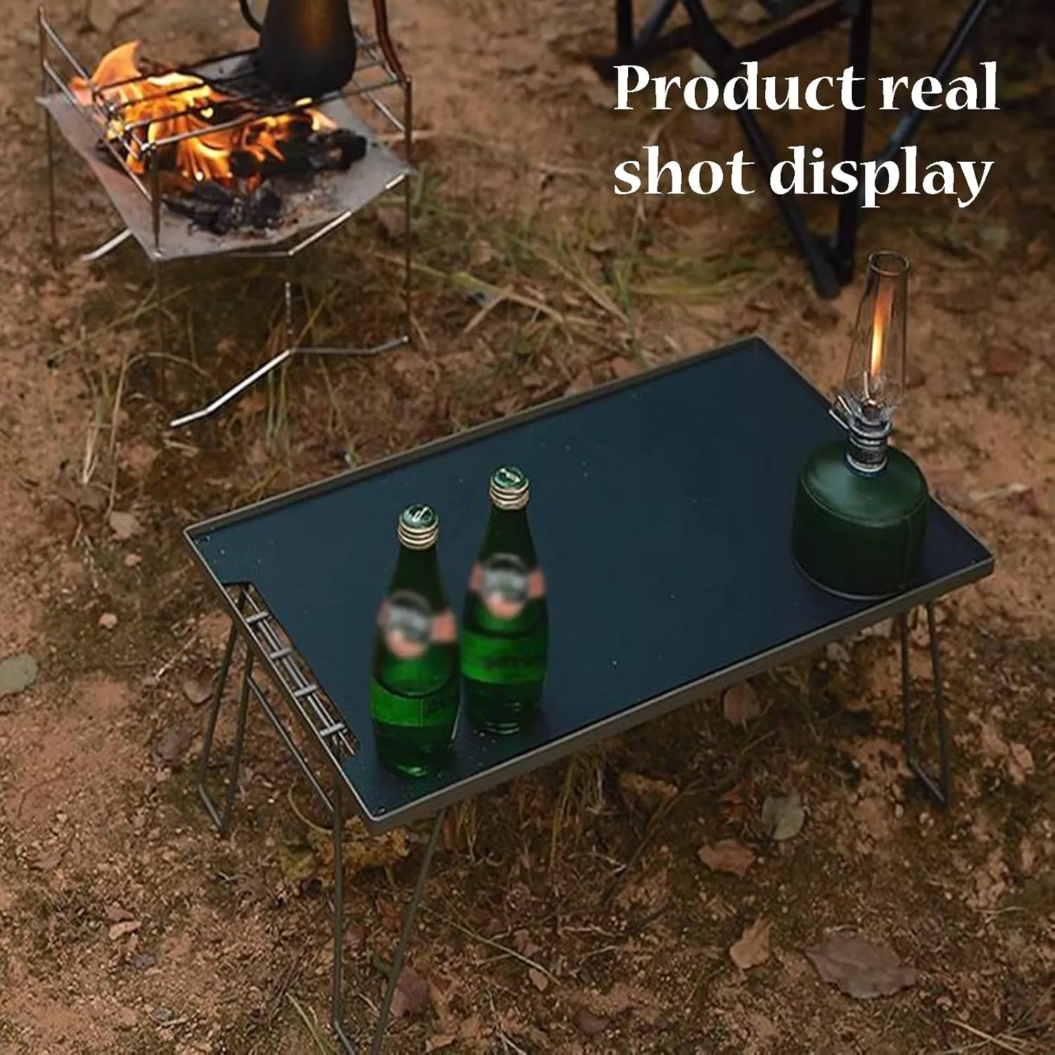 Double Layer Camping Table Aluminum Alloy Picnic Table Grid   Aluminum Plate Camping Table Outdoor Storage Rack for Camp