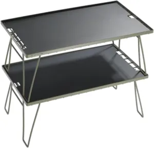 Double Layer Camping Table Aluminum Alloy Picnic Table Grid   Aluminum Plate Camping Table Outdoor Storage Rack for Camp