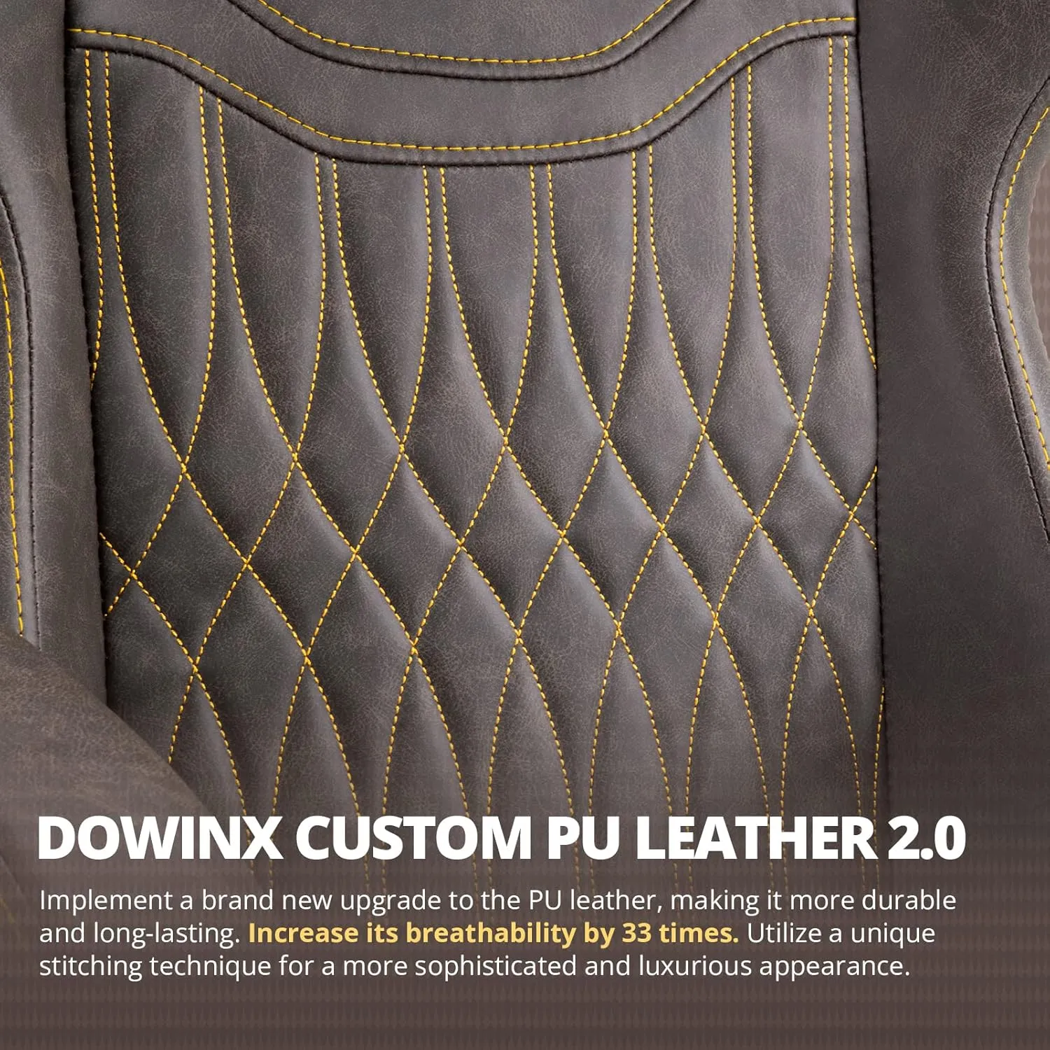 Dowinx Gaming Chair Breathable PU Leather Gamer Chairs with Pocket Spring Cushion, Ergonomic Computer Chair with Massage Lumbar Support,Adjustable Swivel Task Chairs with Footrest(Brown)