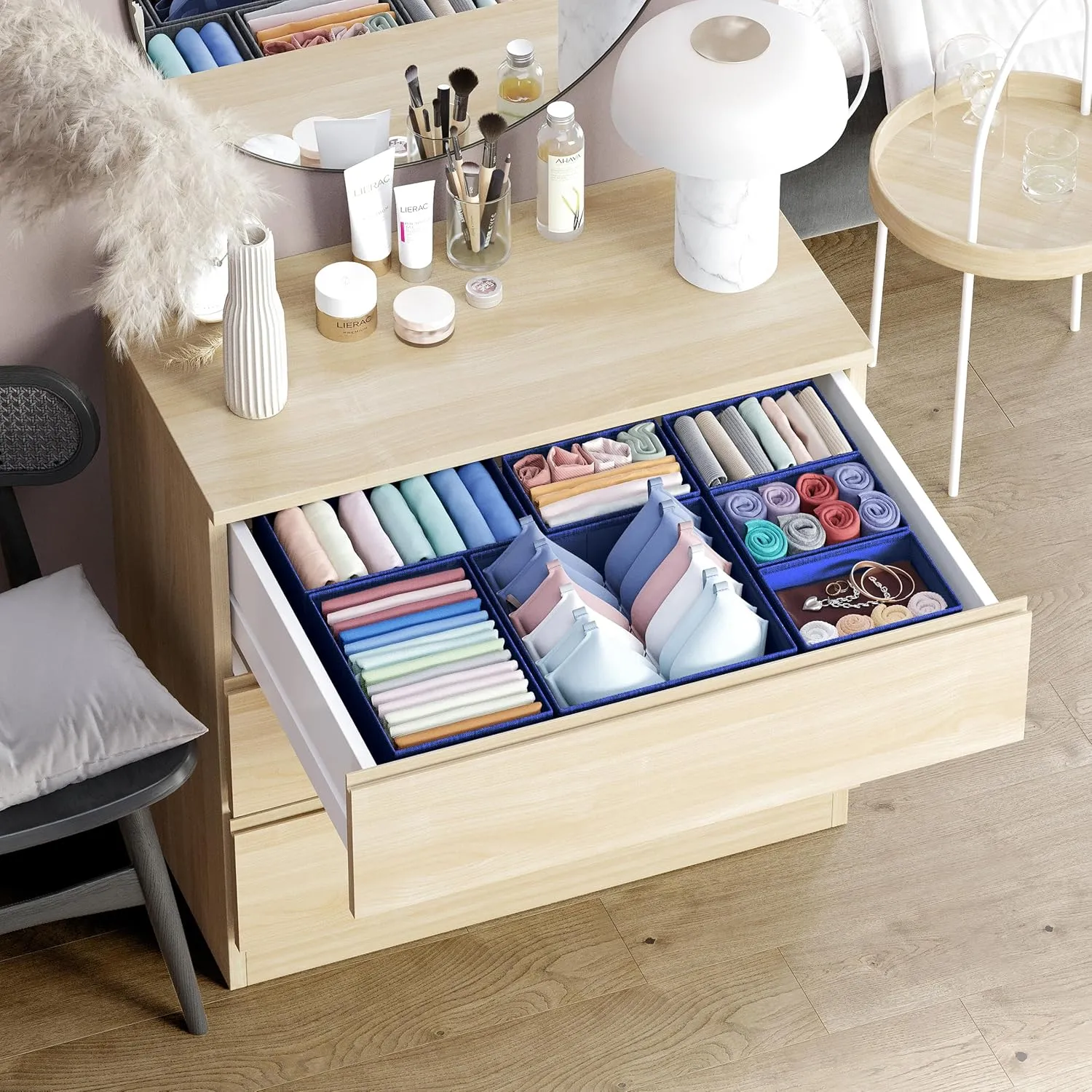 Drawer Organizer Set of 12 - Navy Dresser Organizer for Nursery, Bedroom & Closet