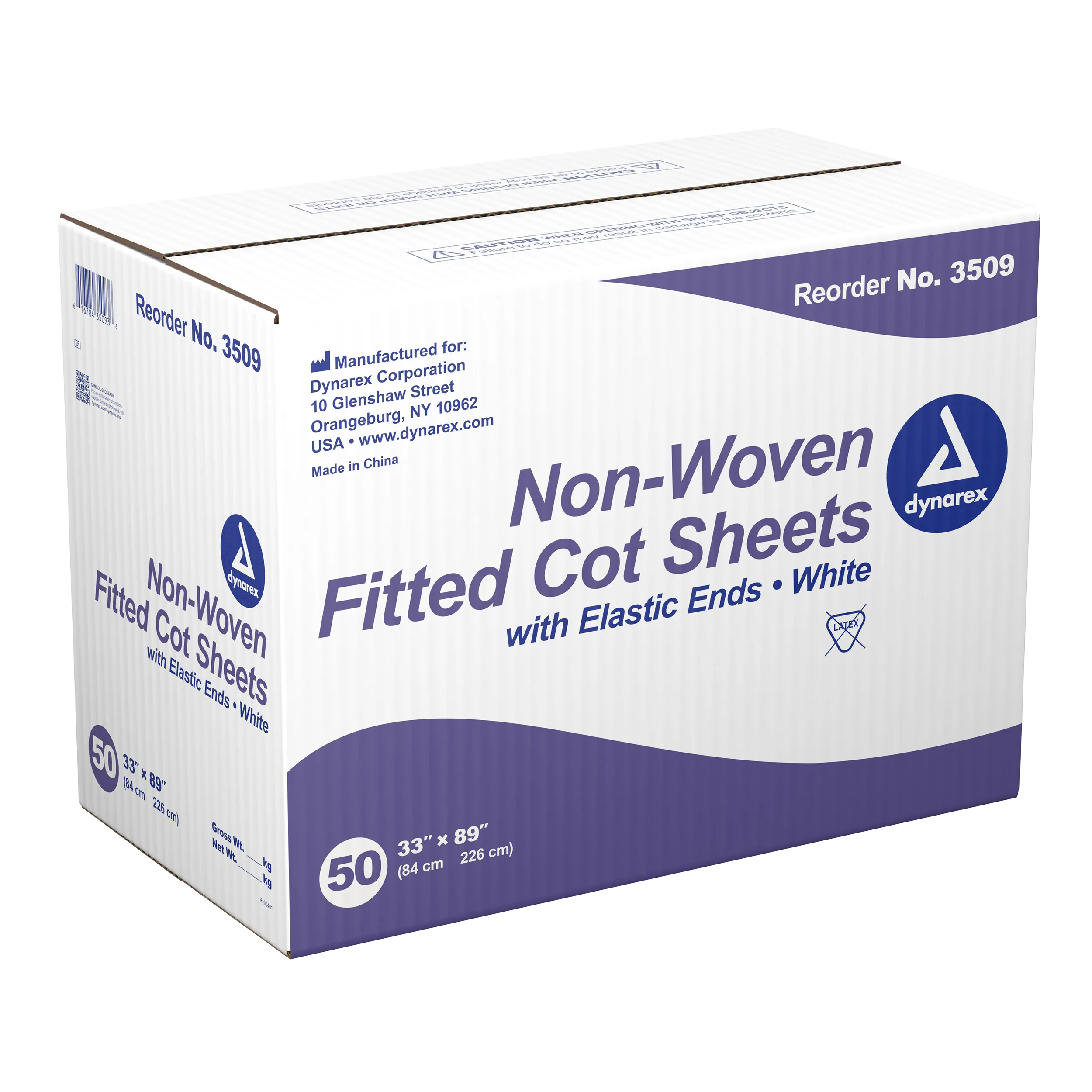Dynarex - Non-Woven Fitted Cot Sheet with Elastic Ends, 33" x 89"