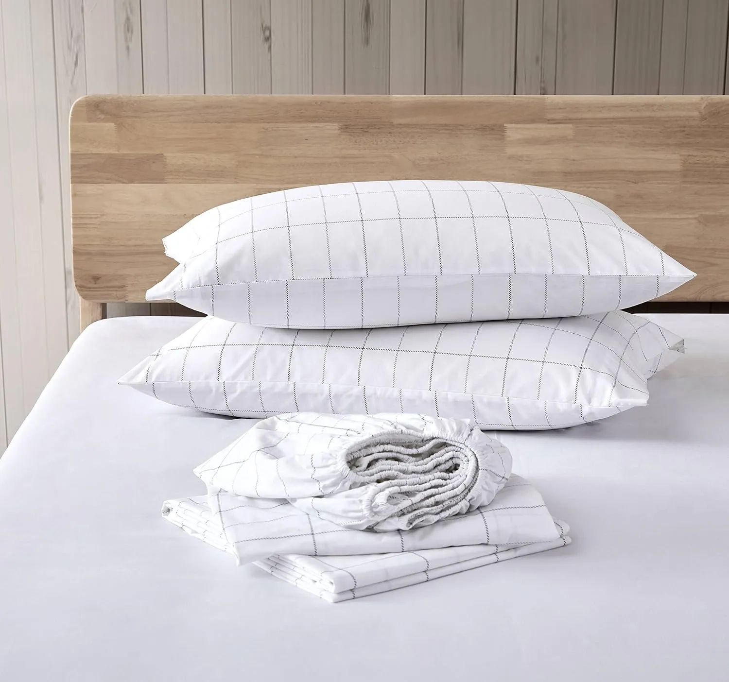 Eddie Bauer - Queen Sheets, Cotton Percale Bedding Set, Crisp & Cool Home Decor (Northern Plaid Grey, Queen)
