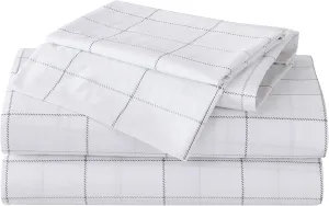 Eddie Bauer - Queen Sheets, Cotton Percale Bedding Set, Crisp & Cool Home Decor (Northern Plaid Grey, Queen)