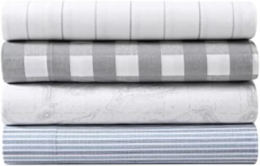 Eddie Bauer - Queen Sheets, Cotton Percale Bedding Set, Crisp & Cool Home Decor (Northern Plaid Grey, Queen)