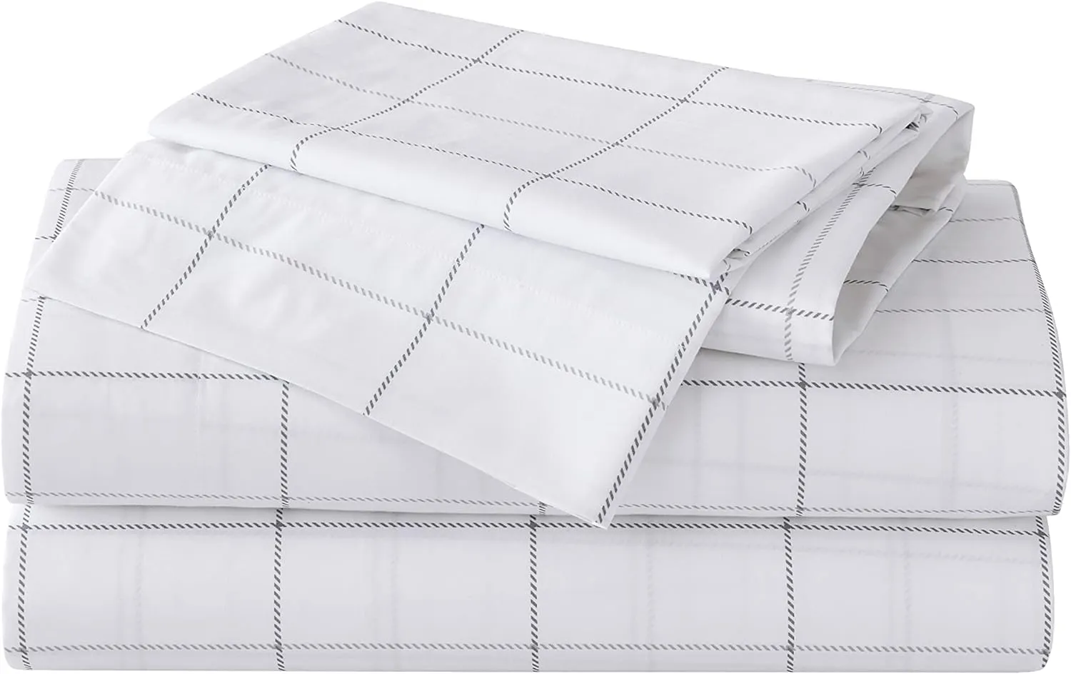 Eddie Bauer - Queen Sheets, Cotton Percale Bedding Set, Crisp & Cool Home Decor (Northern Plaid Grey, Queen)