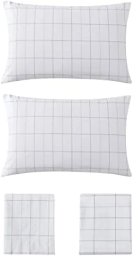 Eddie Bauer - Queen Sheets, Cotton Percale Bedding Set, Crisp & Cool Home Decor (Northern Plaid Grey, Queen)