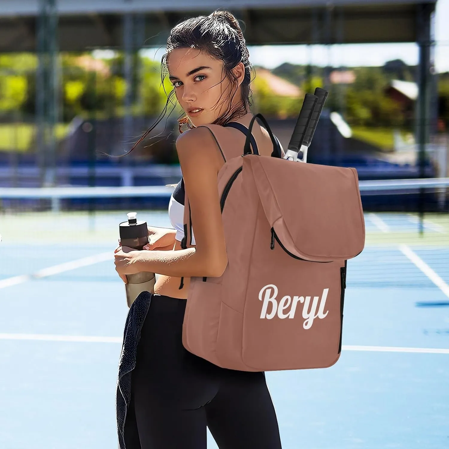 Emelivor Custom Light Teal Tennis Bags for Women Men Personalized Tennis Racket Case