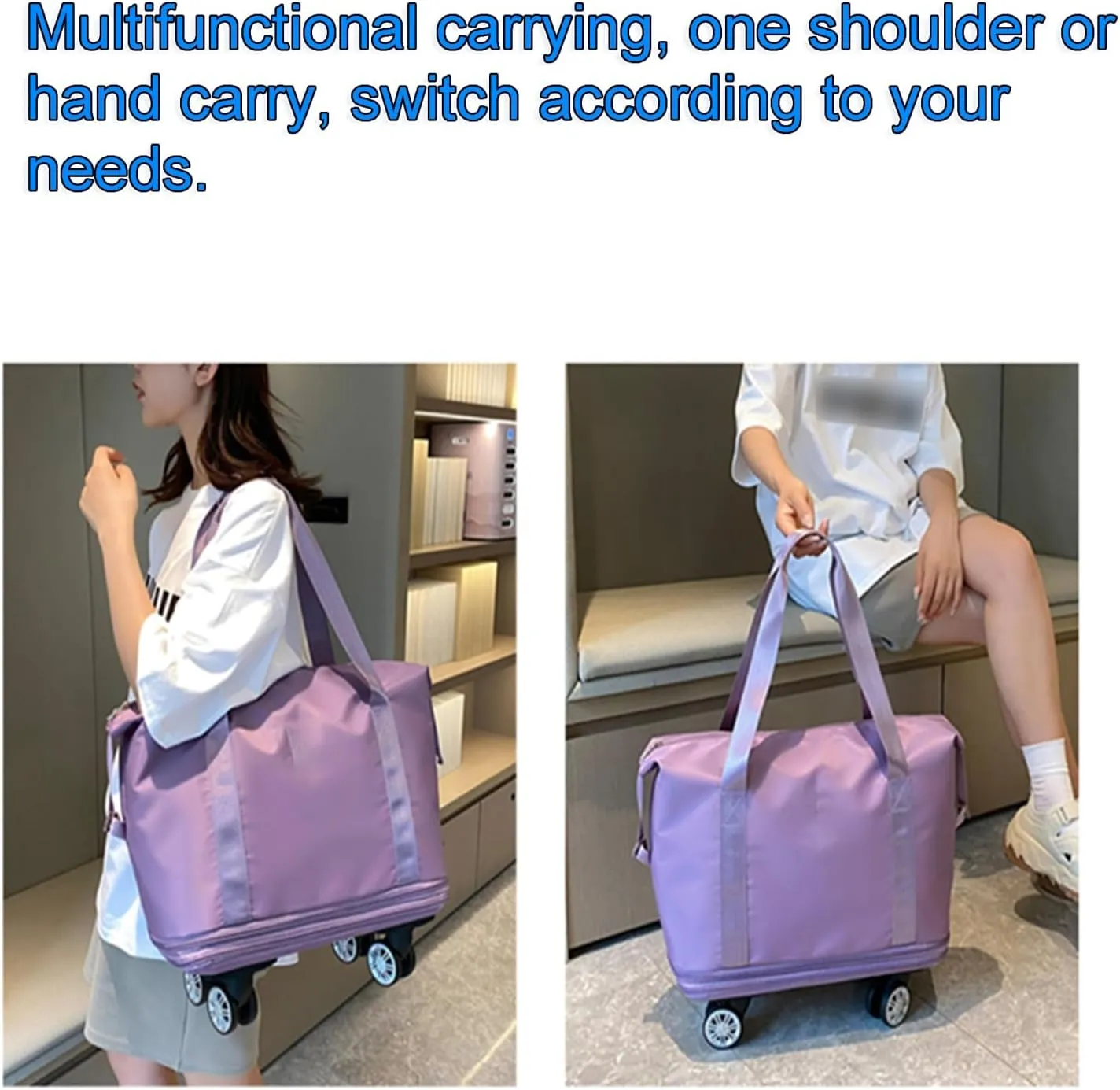 Expandable Rolling Duffel Bag with Wheels - Collapsible Travel Bag for Airline & Road Trips | Foldable Weekender Bag with 360° Spinner Wheels for Men & Women(Green)