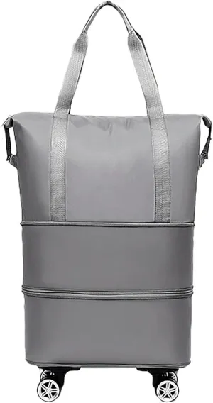 Expandable Spinner Duffel Bag - Lightweight Wheeled Luggage with 360° Silent Wheels, Foldable Travel Duffle for Gym/Shopping(Gray)