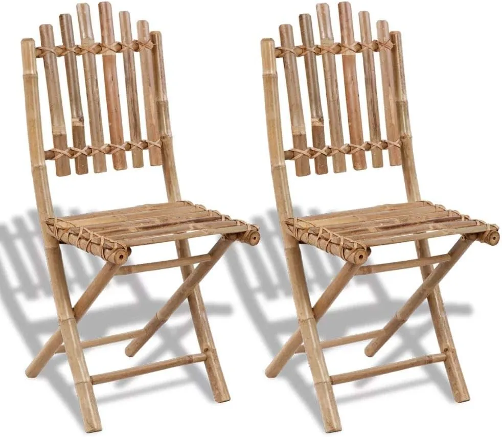(Fast Shipments) Folding Camping Chair, Folding Recliner Chair Portable for Camping Outdoor Beach Folding Patio Chairs 2 pcs Bamboo