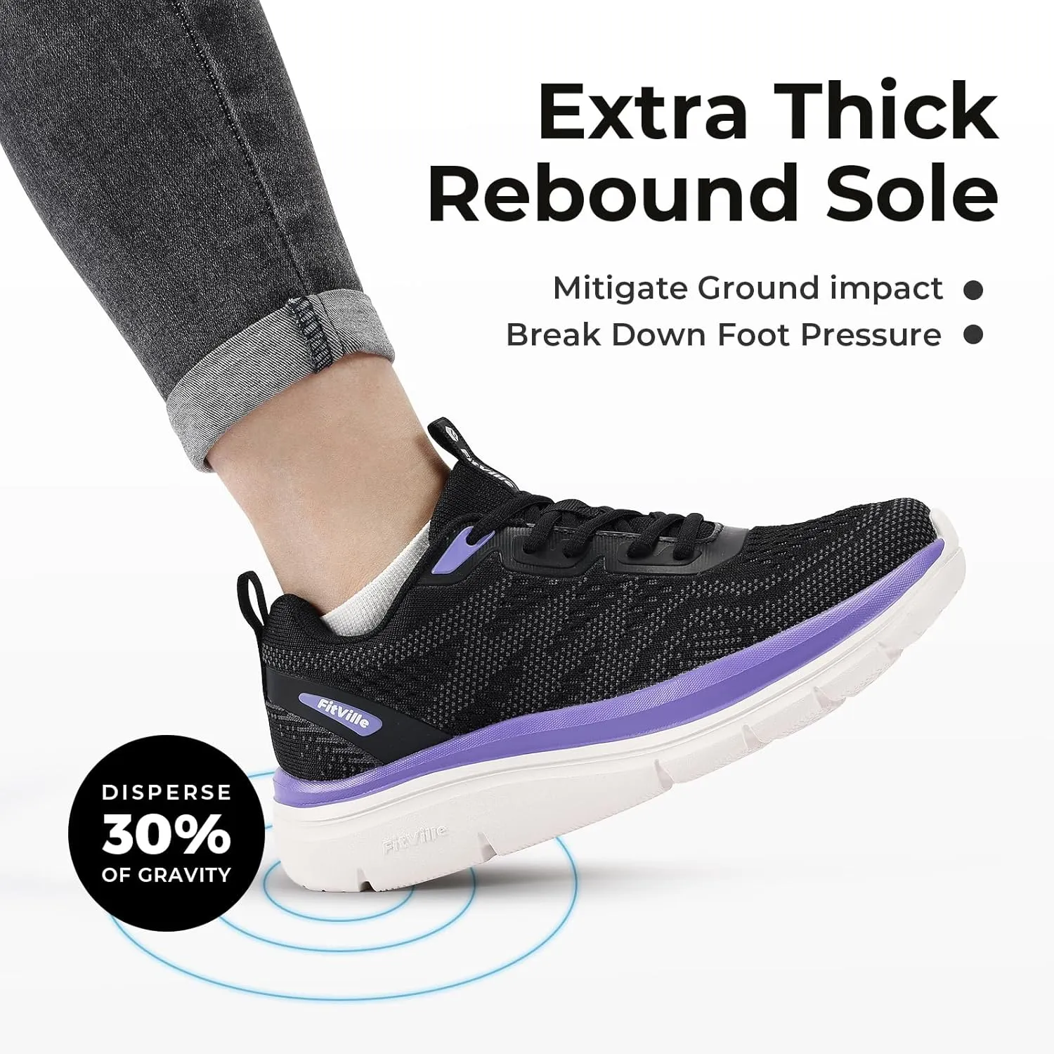 FitVille Women's Walking Shoes Wide Width Sneakers Wide Shoes for Women Foot Pain Relief - Cloud Walker V8
