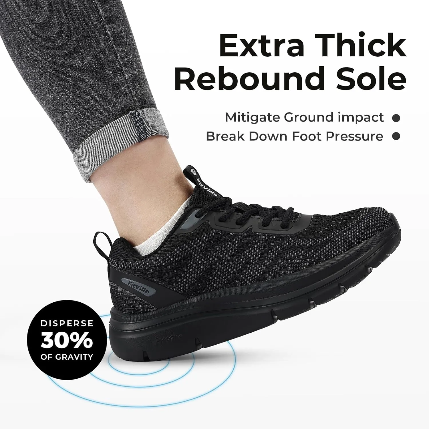 FitVille Women's Walking Shoes Wide Width Sneakers Wide Shoes for Women Foot Pain Relief - Cloud Walker V8