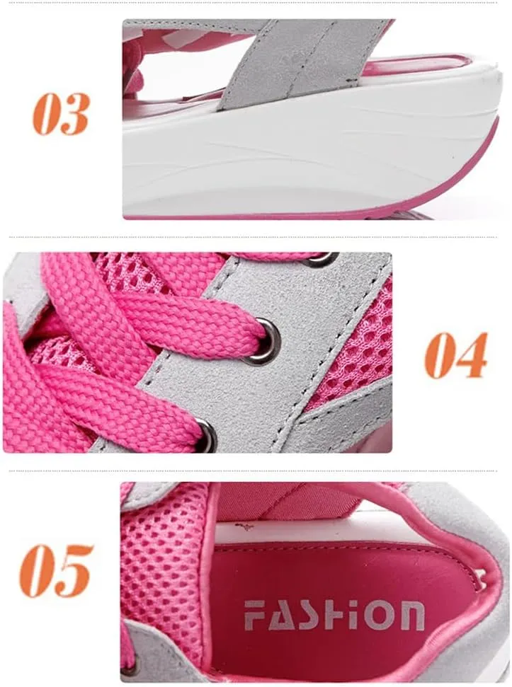 Flair Gifts Sandals, Contrast Paneled Cutout Lace-Up Muffin Sandals for Women, Causal Platform Summer