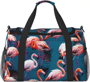 Flock of tropical flamingos Print Travel Duffel Bag for Men & Women, Foldable Travel Bags and Spacious Weekender Tote Bag for Storage Toiletry Luggage Personal Item