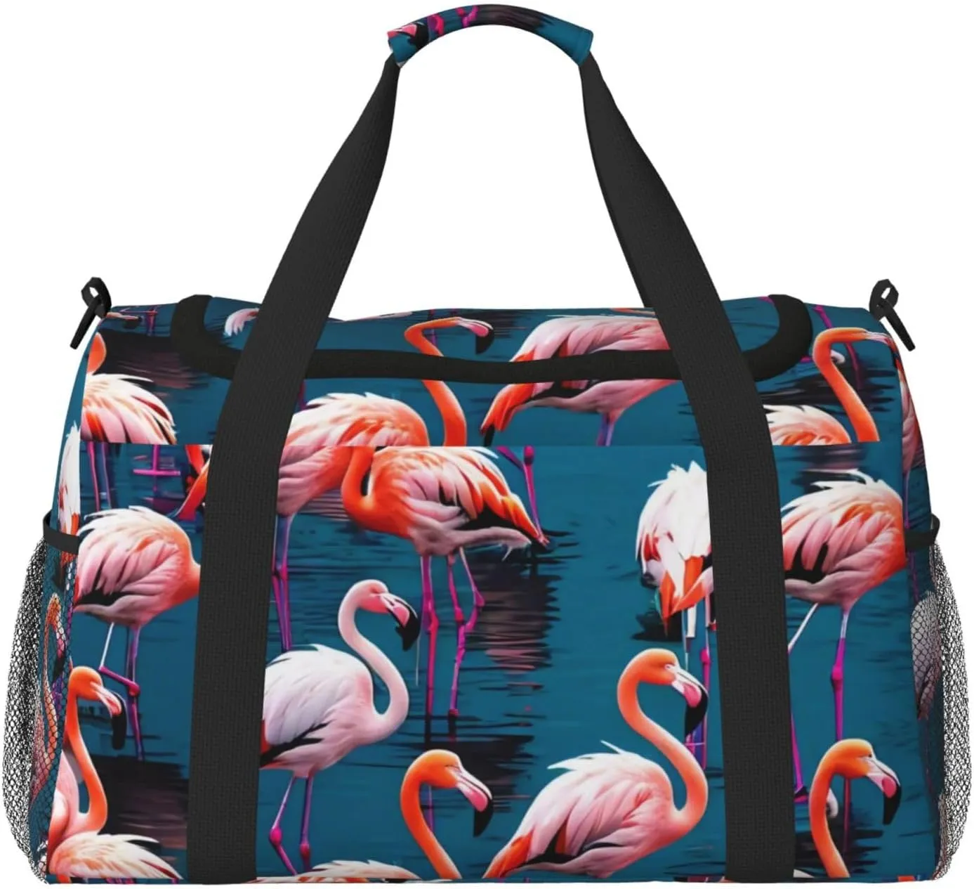 Flock of tropical flamingos Print Travel Duffel Bag for Men & Women, Foldable Travel Bags and Spacious Weekender Tote Bag for Storage Toiletry Luggage Personal Item